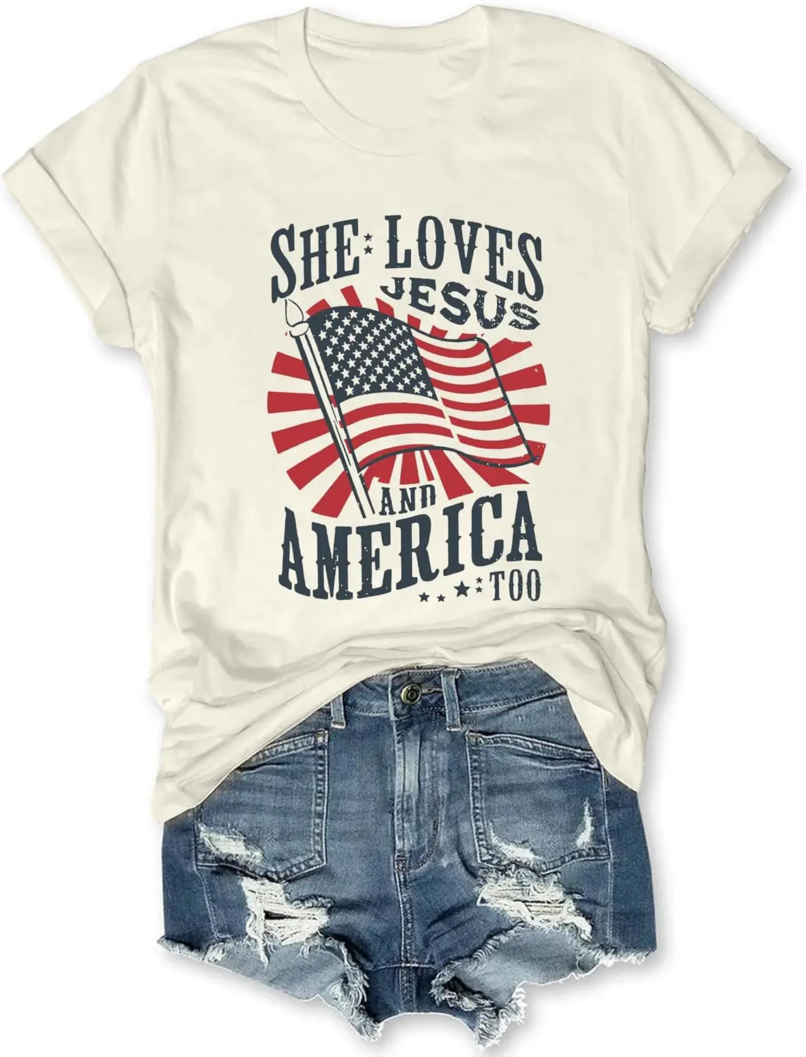 

She Loves and America Too T-Shirt 4th of July Shirt Cute Patriotic Shirt