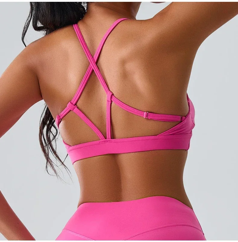 

Women Impact Sports Bra Halter Top High Support Push Up Clothes Running Tops Open Back Gym Wear Fitness Yoga Workout Underwear