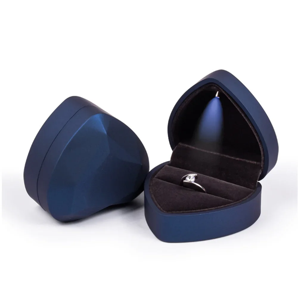 Ringbox mit LED-Licht, Vorschlag, Verlobung, Halskette, Boxen, Schmuck, Geschenk, Rotwein, Ringetui für Hochzeit, Valentinstag, Jahrestag