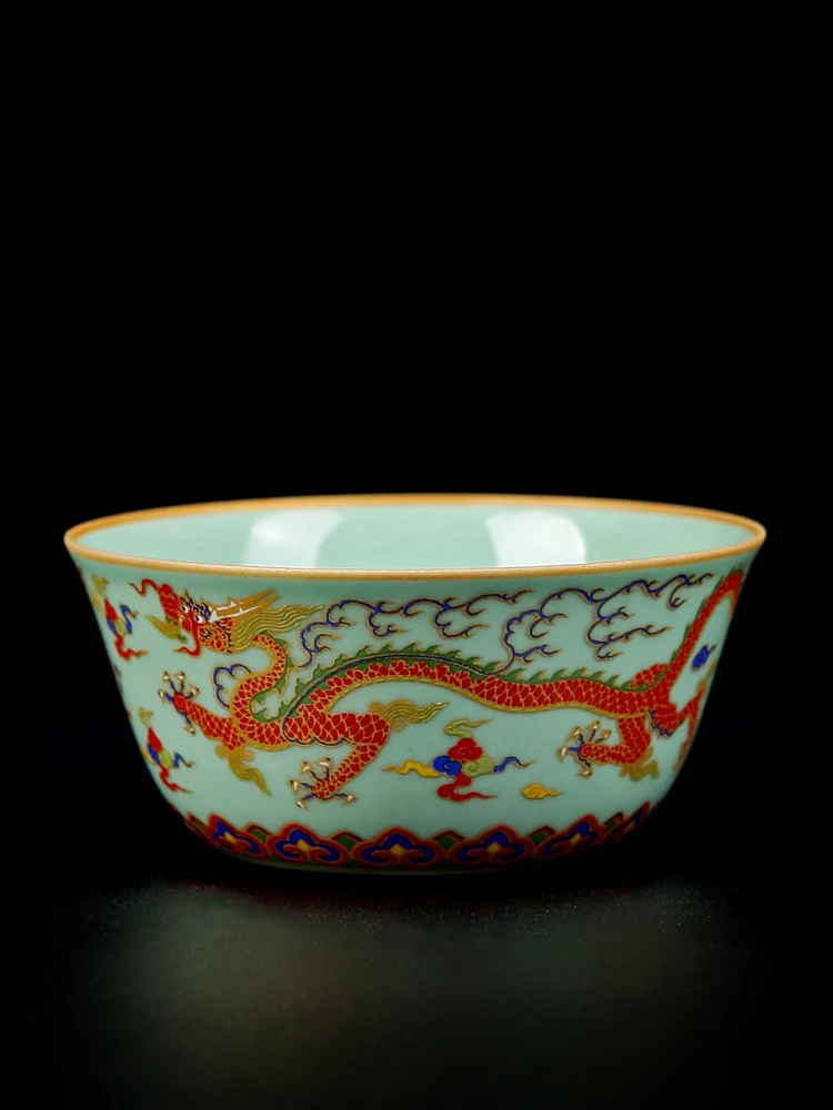

Enamel Color Master Cup Dragon And Phoenix Single CupPalace Style Retro Tea Cup Ceramic Tea Cup Gold Painted Cup