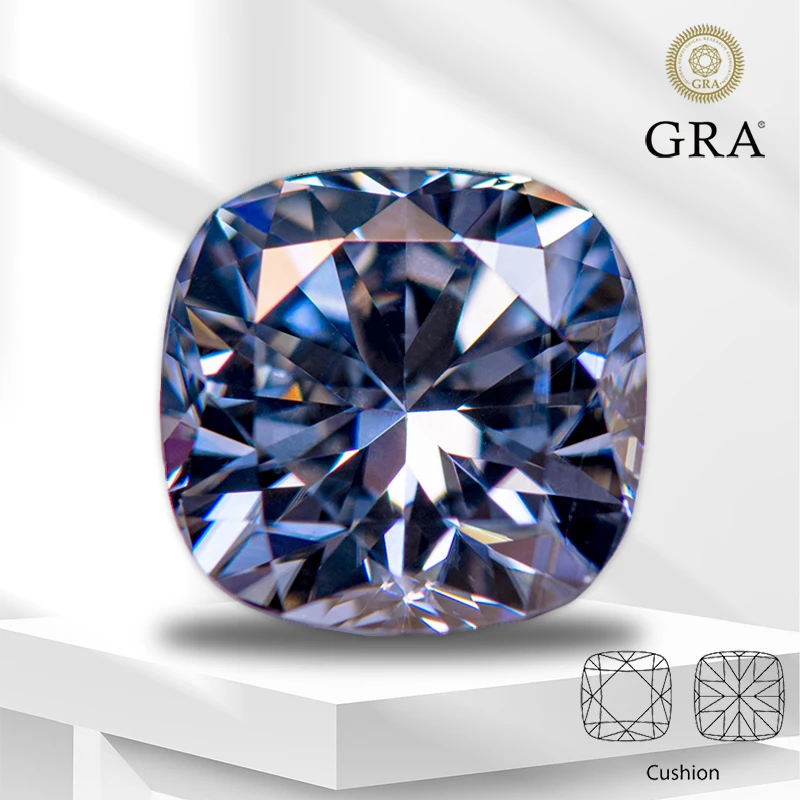 

Moissanite Gemstone Gray Color Cushion Cut Lab Grow Diamond for Women Advanced Jewelry Making Materials with GRA Certificate