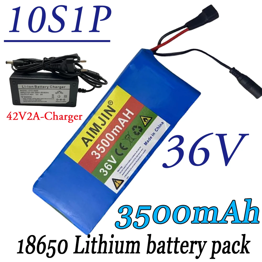 36V Battery 10S1P 3.5Ah 36V 3500mah 18650 Lithium Ion Battery Pack Ebike Electric Car Bicycle Scooter 20A BMS +42 V 2A Charger