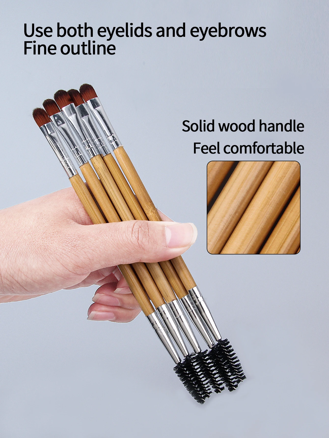 Ensemble de pinceaux de maquillage pour les yeux multifonctionnels à Double extrémité, brosse pour fard à paupières et brosse à cils avec manche en bambou, outils de beauté professionnels, 12 pièces