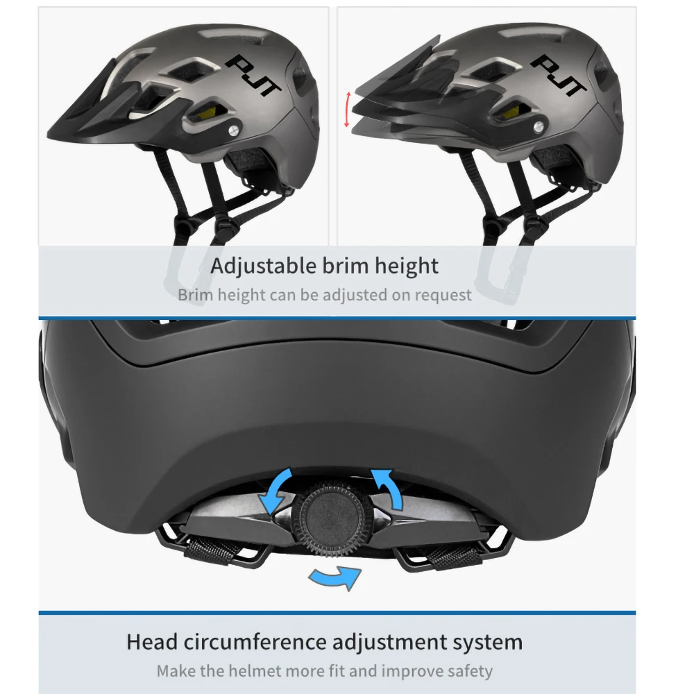 PJT New Helmet Cycling MTB Men Women Bicycle Helmet With Rechargeable LED Light Helmets Ultralight Mountain Road Bike Helmet