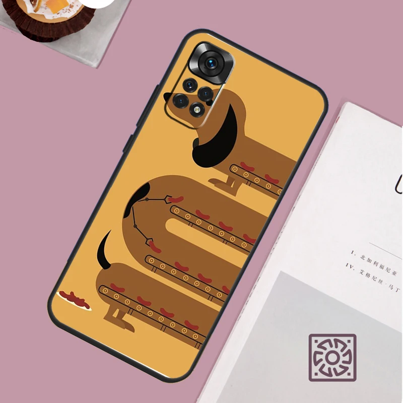 Cartoon Dachshund Sausage Dog Case For Xiaomi Redmi Note 12 11 8 9 10 13 Pro 12S 11S 10S 9S Redmi 13C 9C 10C 12C Cover
