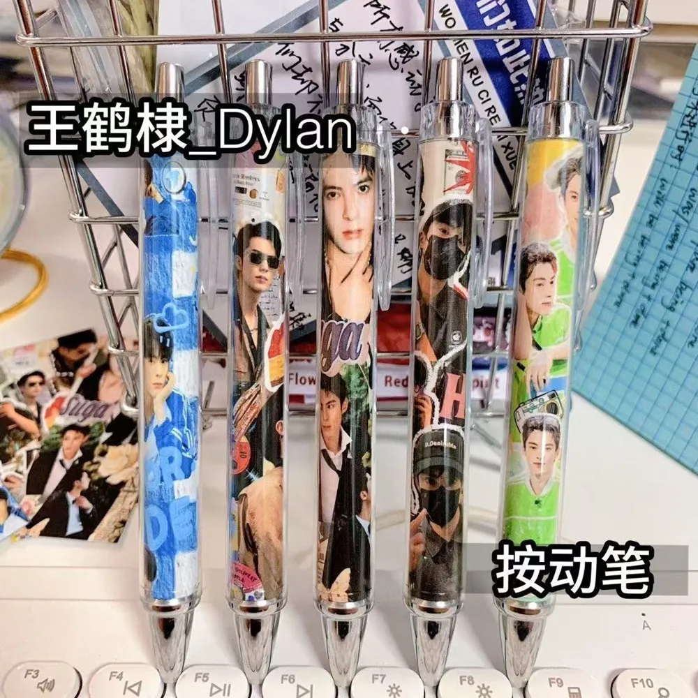 

5/6 PCS Wang Hedi Figure Gel Pen Student Black Ink Neutral Writing Pen Ball Pen Stationery Office Supplies Fans Gift