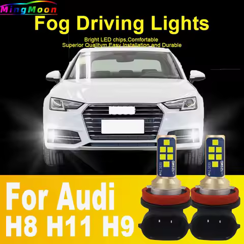 2X LED Fog Light Blub H8 H9 H11 Lamp Canbus No Error For Audi A4 B8 B9 2013-2019 A3 8V 2015 2016 2017 A5 2012-2017 6000k 12V