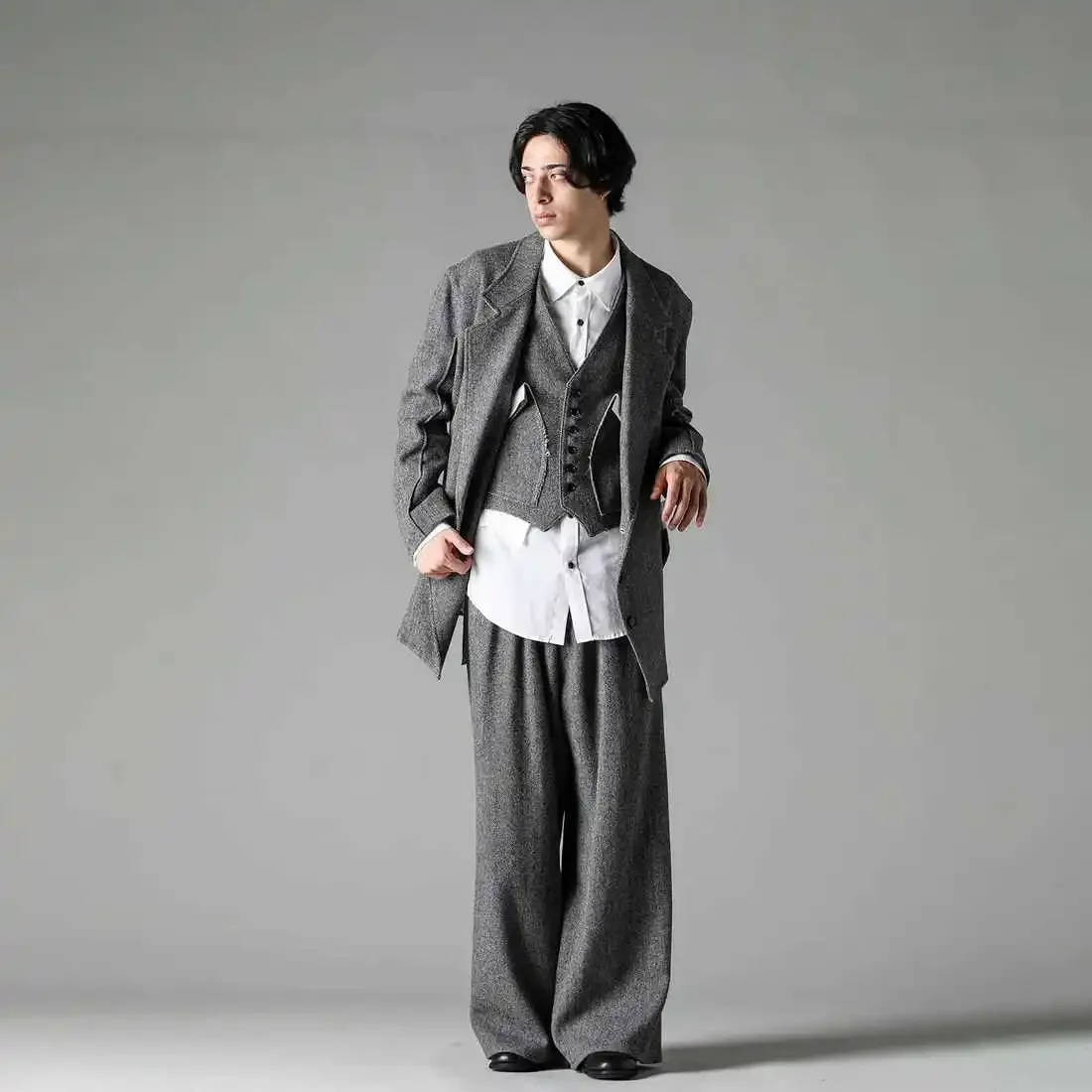 تصميم حافة بيضاء مكشوفة بجيب YOJI OOAK، سروال كاجوال عالي الخصر وسيم ونحيف مستقيم الساق للرجال #5