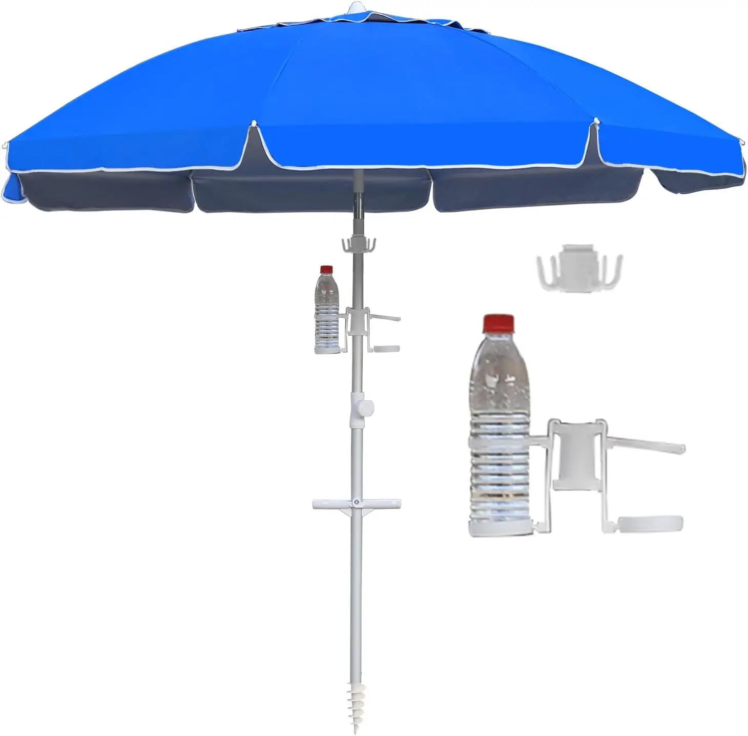 Portable Beach Umbrella with Sand Anchor, Large Beach Umbrellas for Sand Heavy Duty Wind Portable