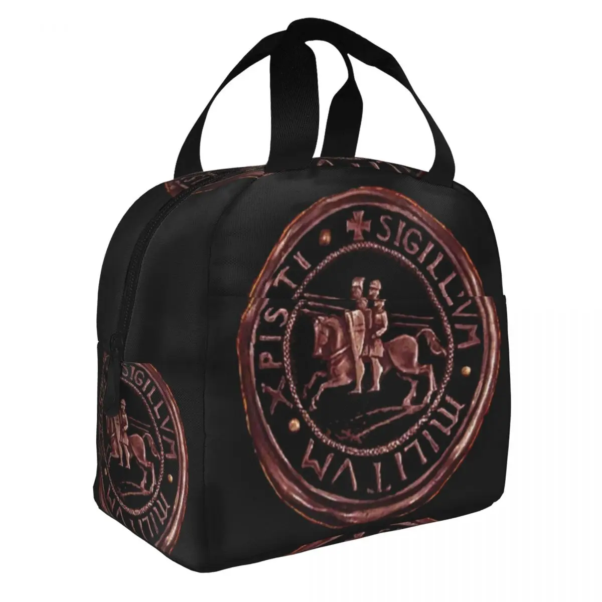 Knights Templar Seal Cross Deus Vult Insulated Lunch Bag for Work School Crusader Leakproof Thermal Cooler Lunch Box