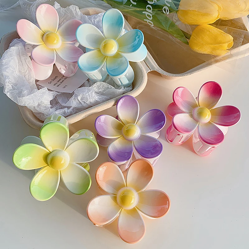 

Fashion Large Flower Hair Clips Gradient Candy Color Shark Clip For Women Girls Sweet Lovely Hair Clips Hair Accessories