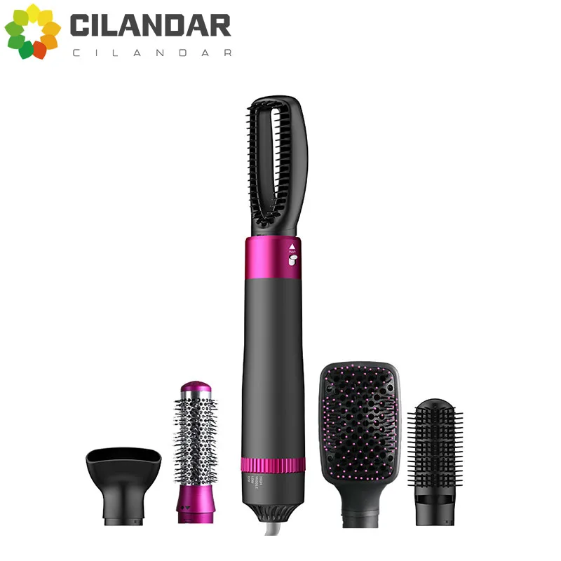 Secador de cabelo 5 em 1 de alta potência 1200W com vento forte, estilo de secagem rápida, cuidados com o cabelo encaracolado, pente de cabelo multifuncional de 3 velocidades