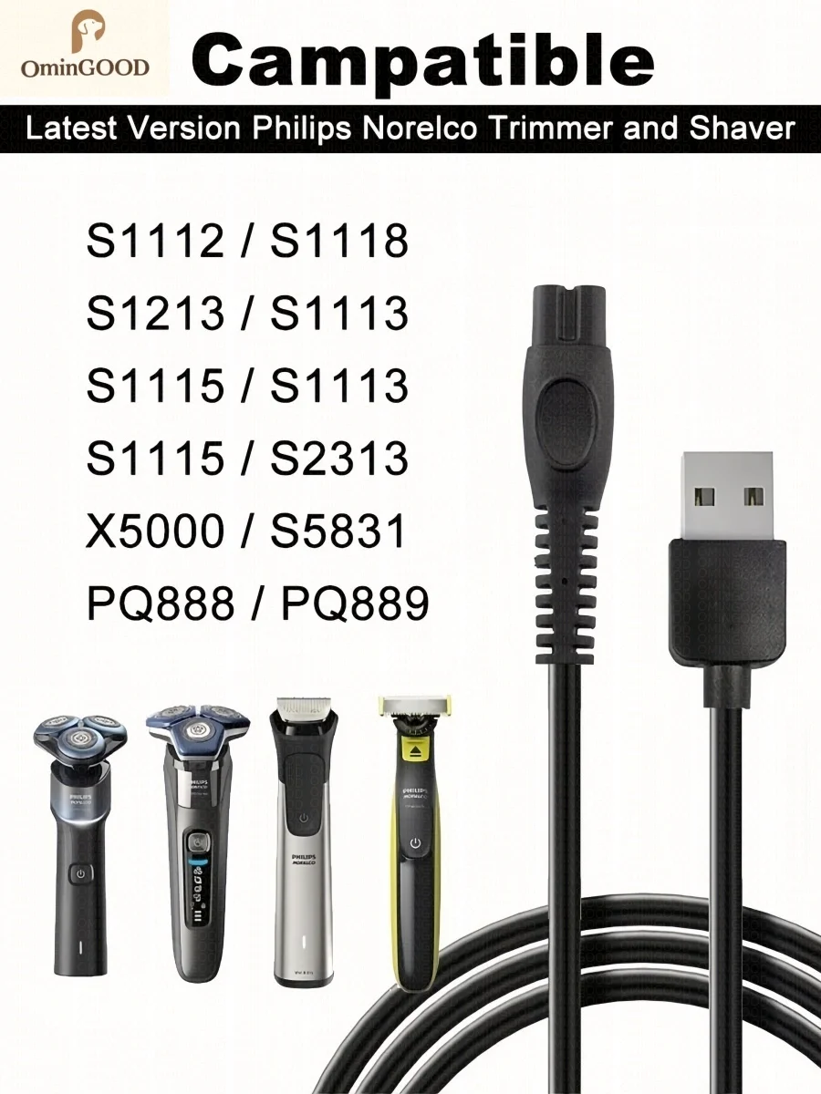 NOVO Cabo Carregador para Barbeador Philips |   Compatível com MG9520/50 MG7910/49 MG5910/49 PQ888 PQ889 S1112 S1118 QP2724/90 QP2834/70 S2313 X