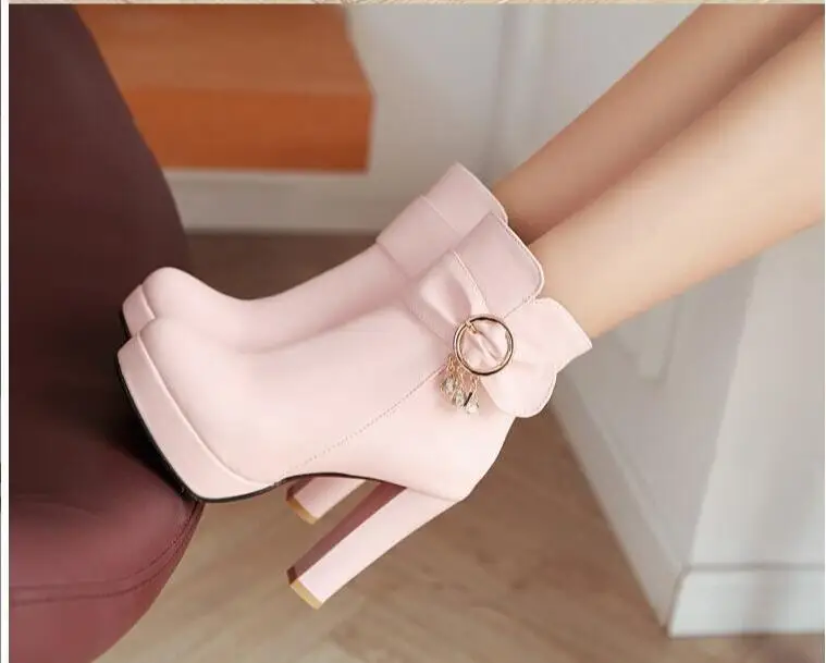 New Autumn Winter Woman Boots Women Shoes Ladies Thick Heeled Ankle White Boots Women High Heel Platform Rubber Shoes Snow Boots