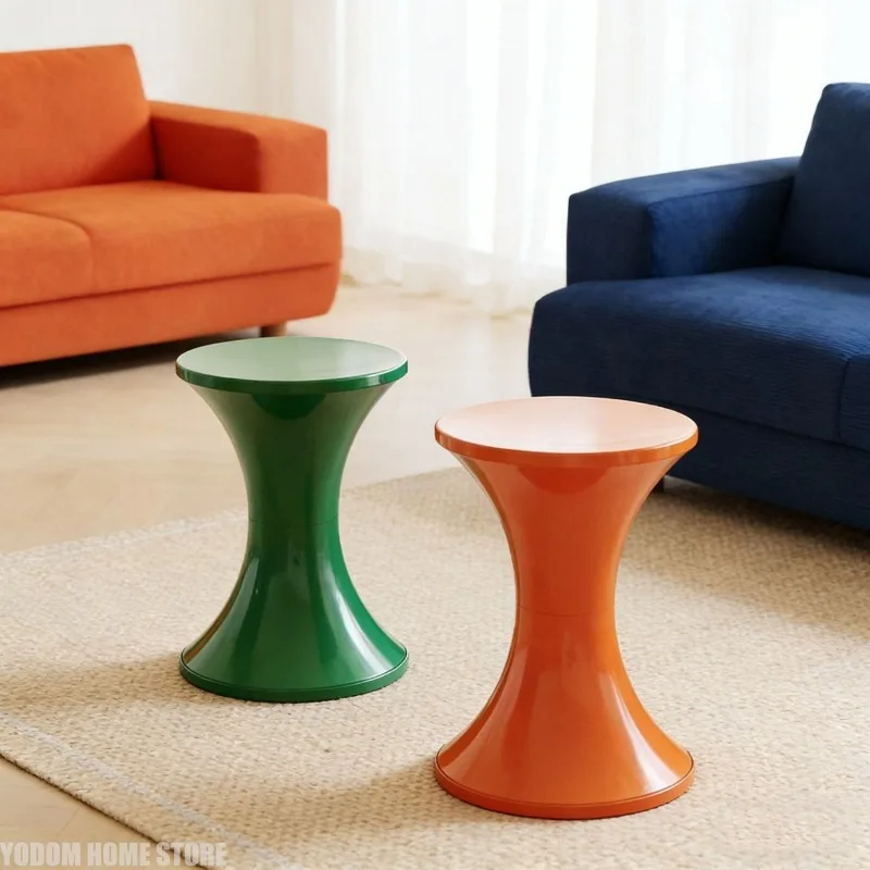 Hourglass Stool, Nordic Low Shoe Bench Space Saving Geometric Decorative Stool for Home Entryway Living Room Store Display