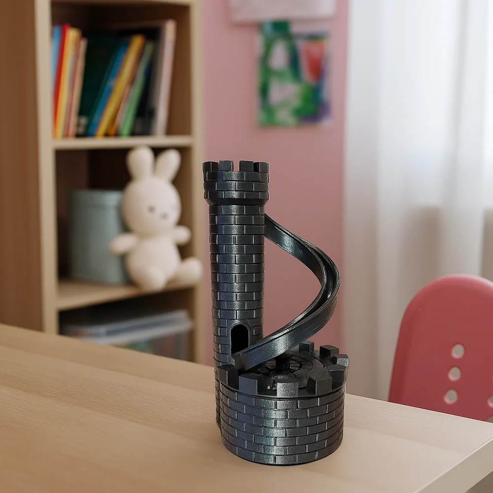 กระปุกออมสินรูปปราสาท PLA แบบมีบันไดเกลียว ความจุขนาดใหญ่