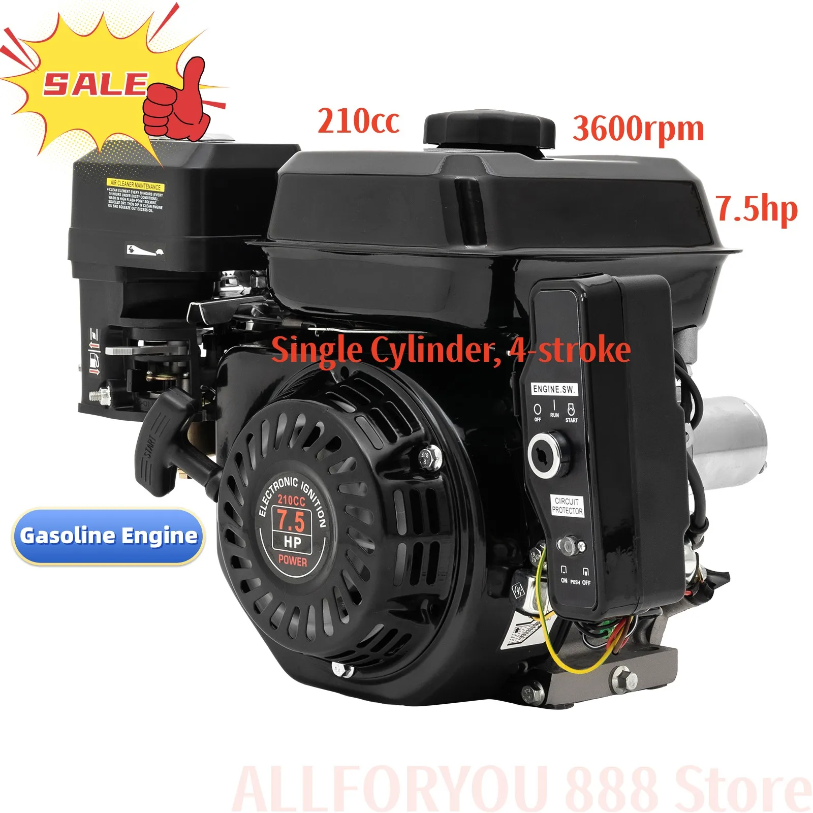 

4-Stroke 212CC Electric Start Horizontal Engine Go Kart Gas Engine Motor Power 3600RPM 7.5HP