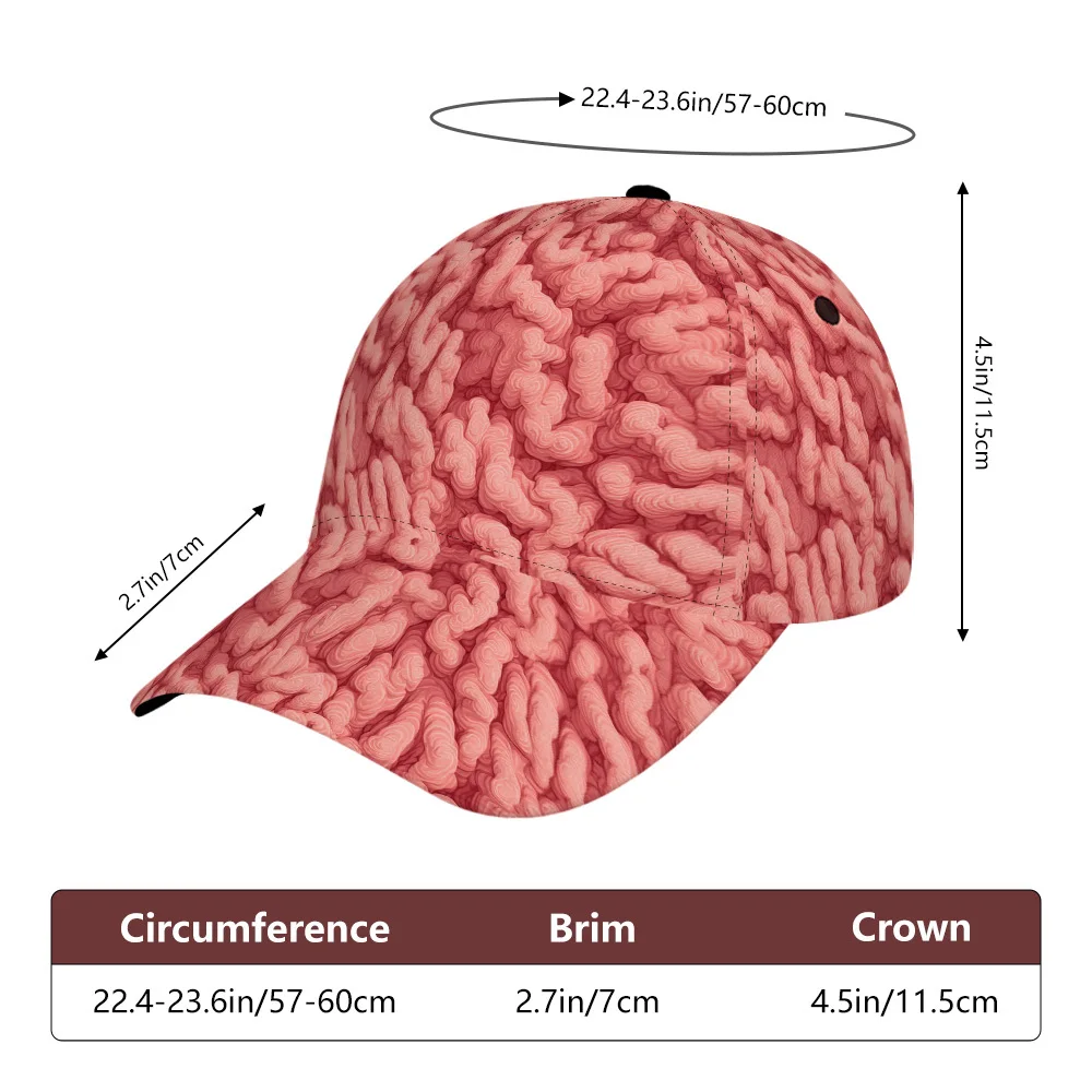 Unisex Baseball Cap with Pink Brain Swirls Print Is Perfect for Outdoor Sports Its Stylish Design Is Hand Washable for Easy