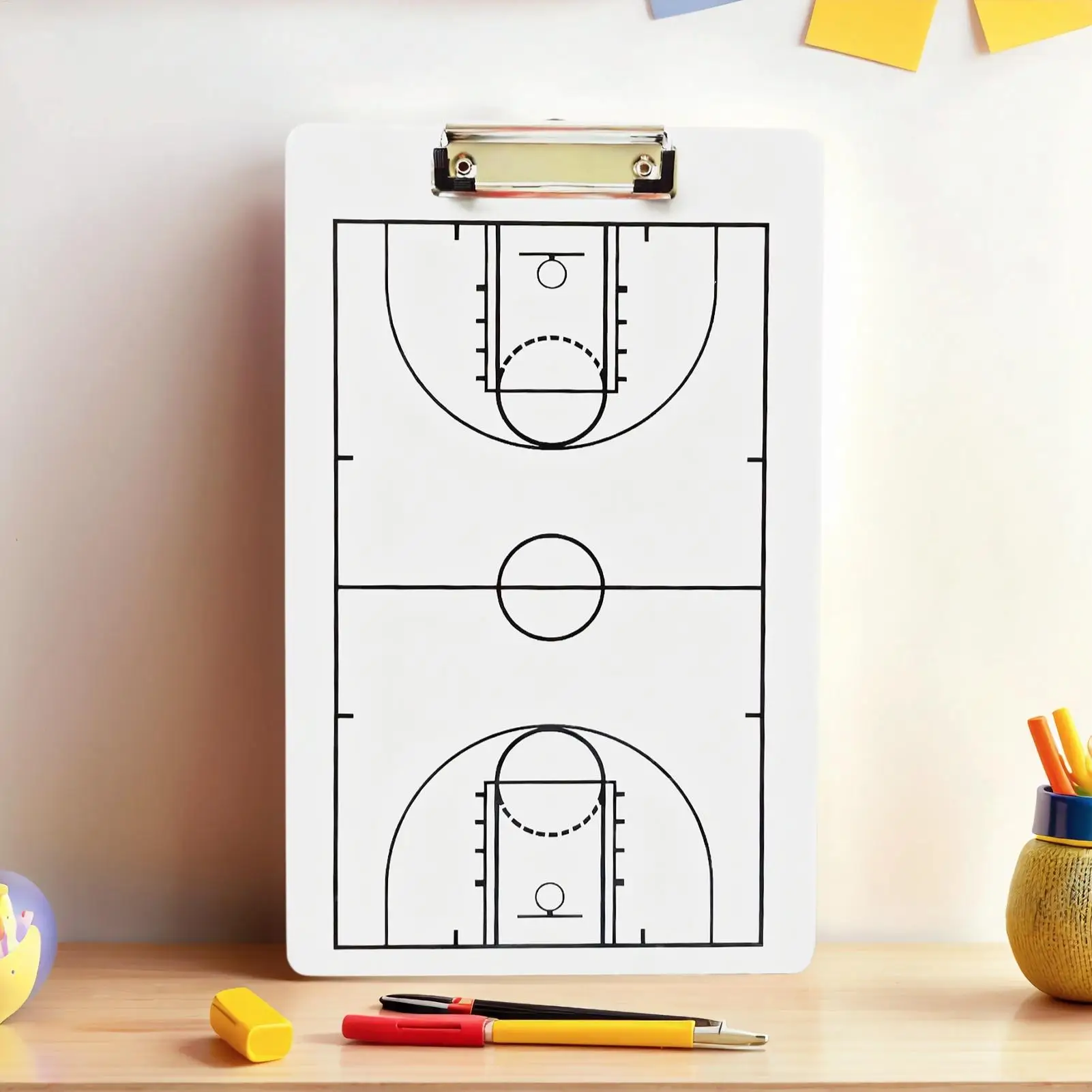バスケットボール用ドライイレースコーチクリップボード PVCホワイトボード 両面バスケットボールコート用ドライイレースホワイトボード