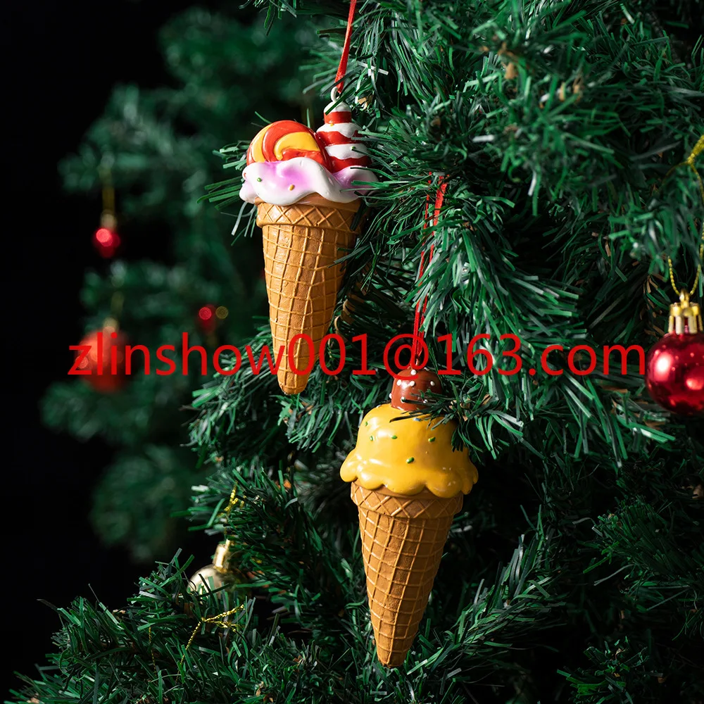 Christmas ice cream pendant ornament Christmas tree Christmas scene arrangement pendant resin crafts