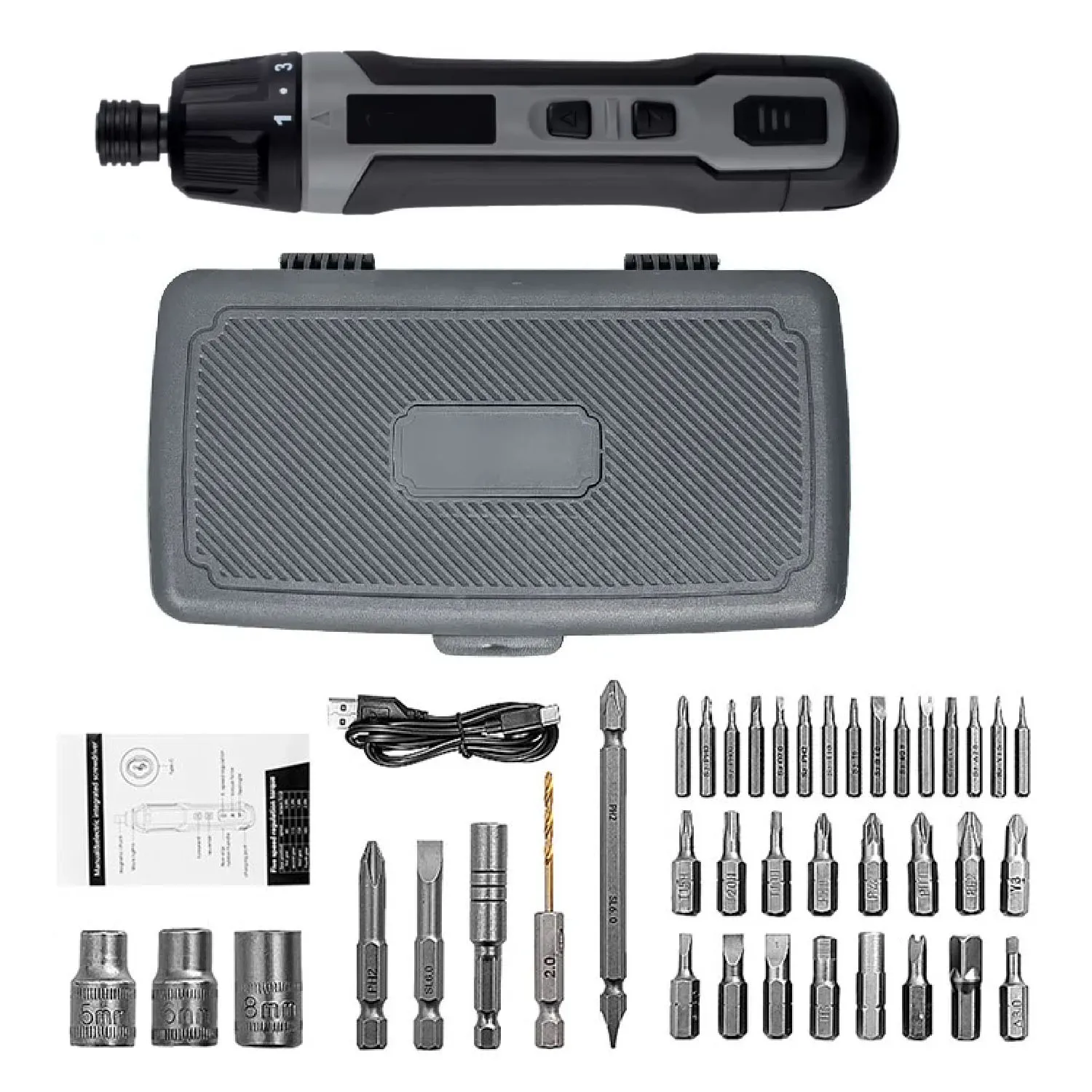 

5-скоростная аккумуляторная отвертка, перезаряжаемая аккумуляторная отвертка «сделай сам», 2000 мАч, набор прецизионных электрических отверток