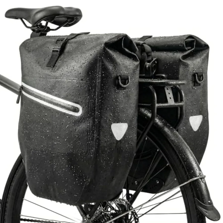 

Waterproof Bike Pannier Bag 28L - Bicycle Rear Rack Bag with Dual Handle and Shoulder Strap, Cycling Bag for Commuting, Travel,