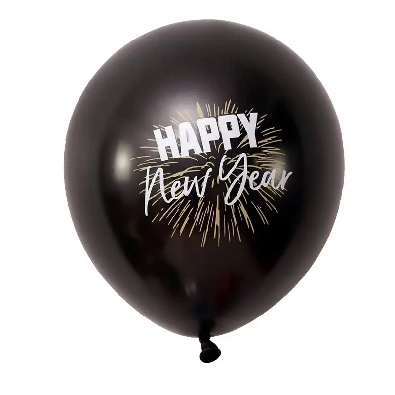 10 pcs Happy New Year Latex Balloons Black Gold Grey Color Ballons Party Celebration Decoration Large Scale Performance Decorrat