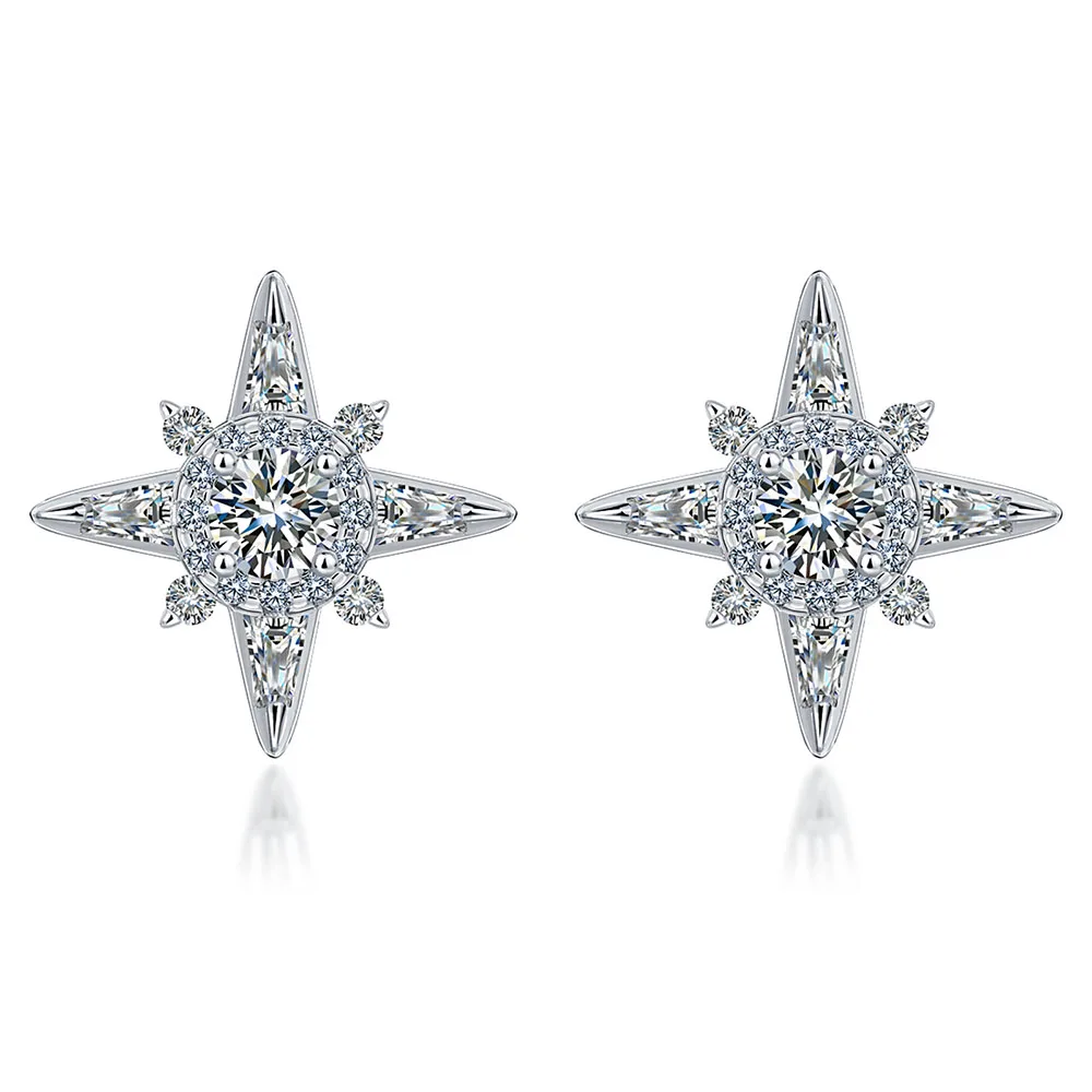 Apexelle Brand Luxury Jewelry 925 Sterling Silver Stud Earrings Moissanite Ear Earring GRA Certificate Fine Jewelry