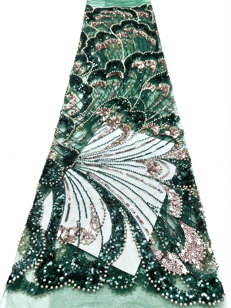 

Африканское высококачественное французское кружевное полотно из тюля с бисером, пайетками и жемчугом для свадебных и праздничных платьев, стиль 2026, Нигерия