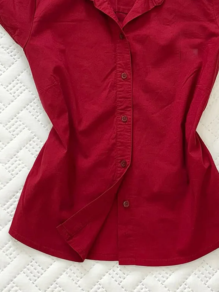 痩身赤 irt オリジナルユニークなターンダウン襟ヴィンテージハイウエスト irt 若い女性のための綿ブレンド夏 irt