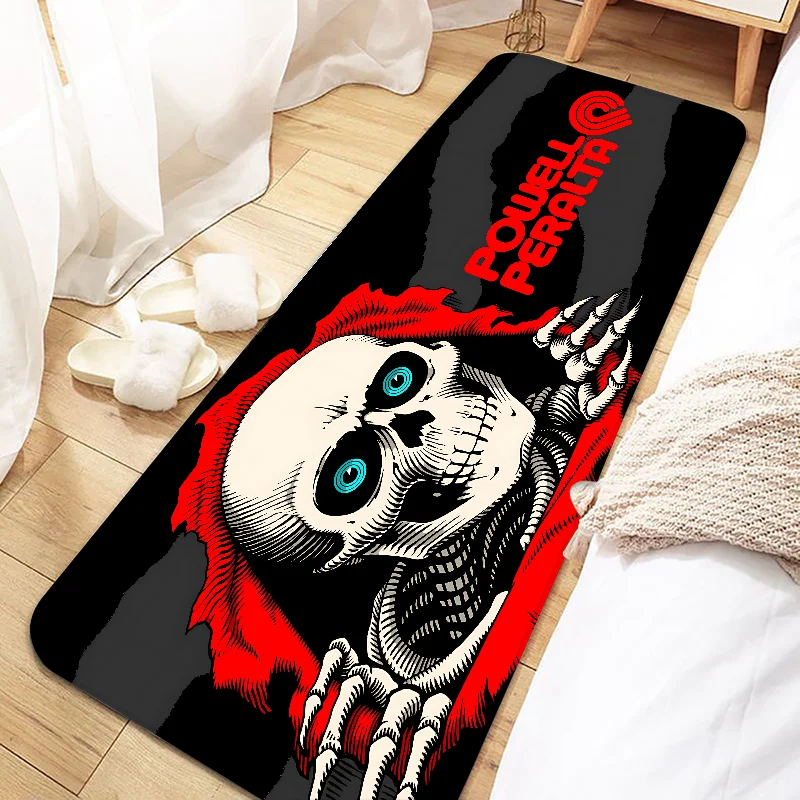 Skateboard P-Powells Wing Skull P-Peraltas Door Mat Entrance Non-slip Washable Kitchen Carpet Living Room Hallway Rugs Bathroom