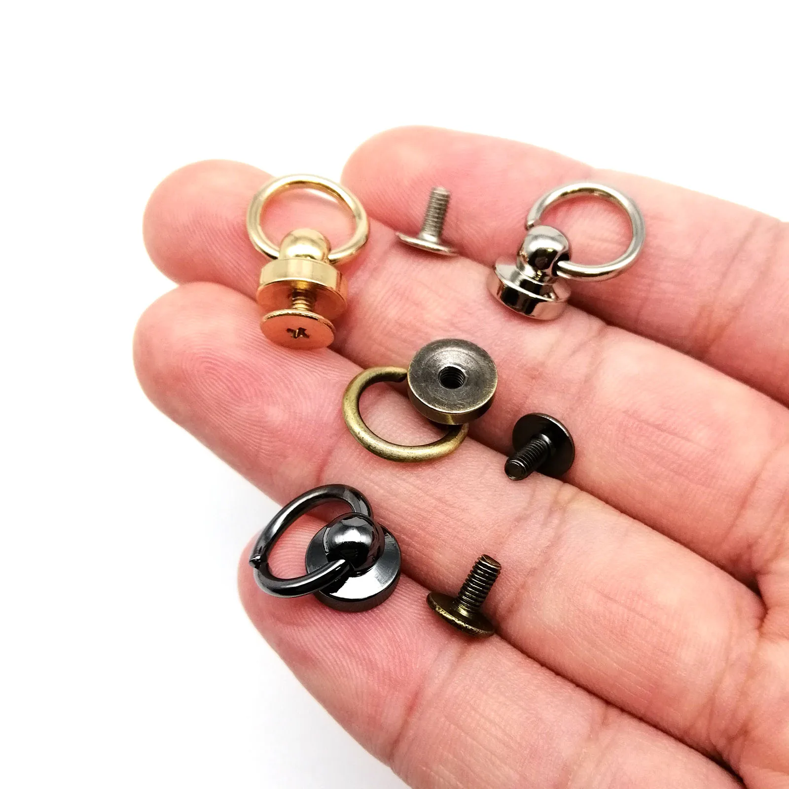 10 Stück hochwertige massive Messing Kugel Nagel Screwback Chicago Schraube Nieten Ohrstecker mit O-Ring für Leder Taschengurt Gürtel Handyhülle – Detail 19