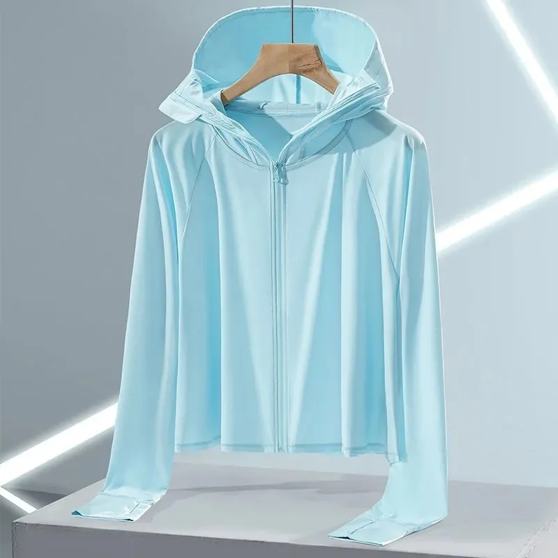

Summer New High Quality Ice Silk Women Sunscreen Clothing Outdoor Sports Sweat-absorbing Quick Drying UV Protection Coat Tops