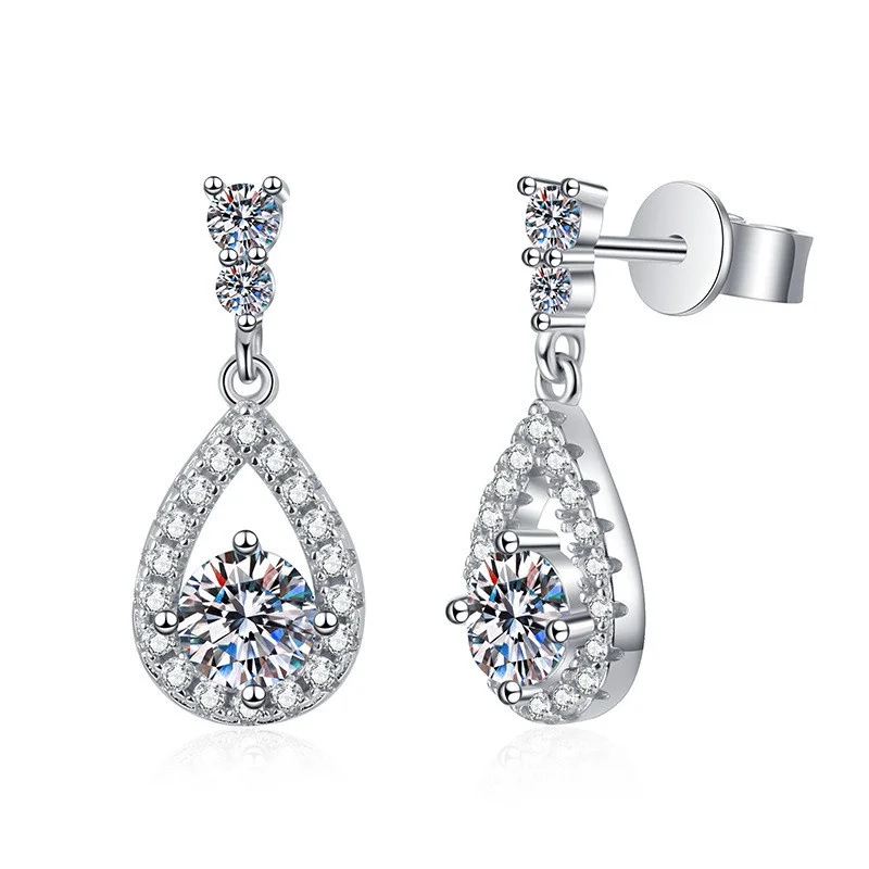 

E127 Lefei Fashion Classic White 0.5 Moissanite Exquisite Desgin Waterdrop Earring For Charm Women Silver 925 Party Jewelry Gift