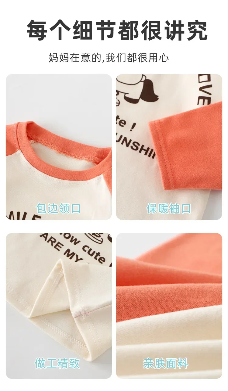 Kinder Baumwoll-Langarm-Oberteile mit Cartoon-Print für Jungen und Mädchen, Herbst-Winter-T-Shirt, Baby-Sweatshirt, Kinderkleidung – Detail 8
