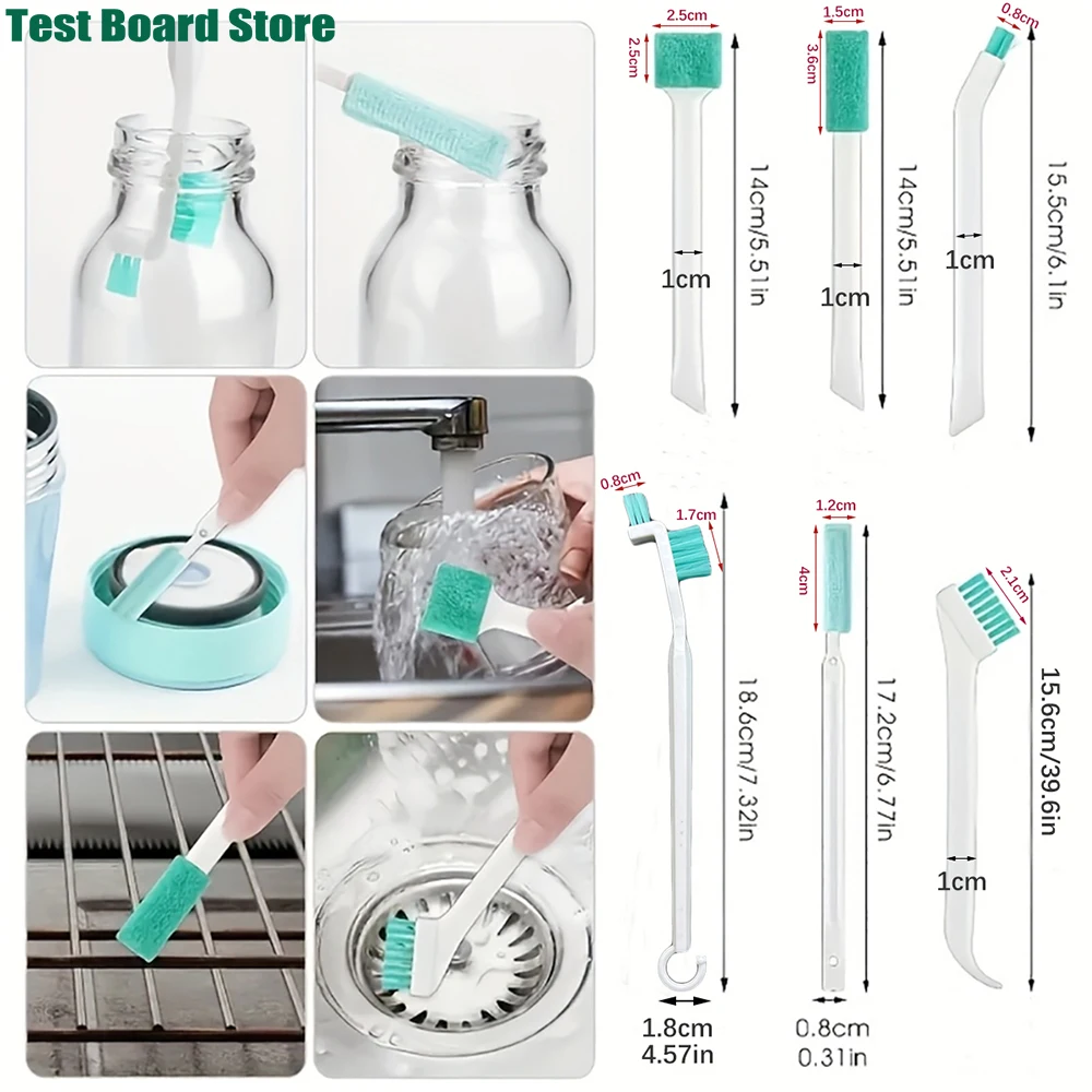 8 Piece Set of Insulated Cup Gap Cleaning Brush Set, Suitable for Small Spaces, Corners and Gaps, Appliances, Car Kitchens