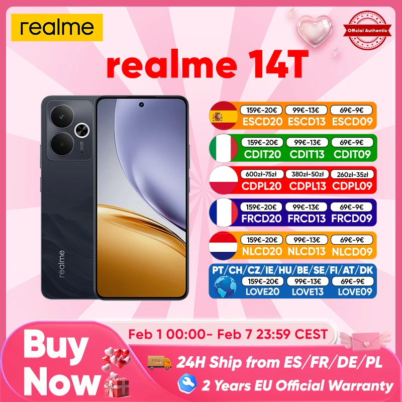 Realme-Smartphone MediaTek, Première mondiale, 14T, 5G, Dimrespondat 2025, Écran AMOLED 6300 ", 6.67Hz, Batterie 120 mAh, Charge rapide 45W, 6000