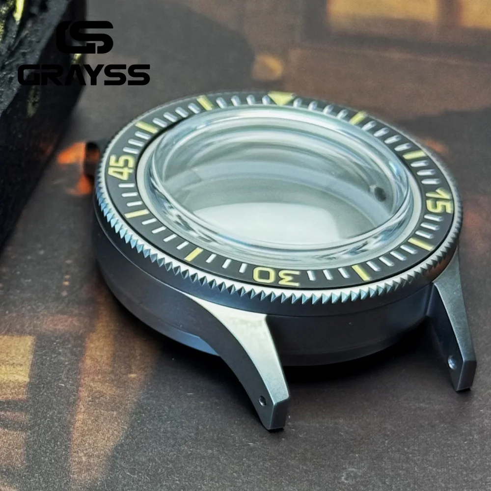 Vintage 50-FATHOS  Bubble Sapphire Crystal Sandblast C3 Super Luminous bezel Watch Case Dive for NH34 NH35 NH36 NH70 NH72 20atm
