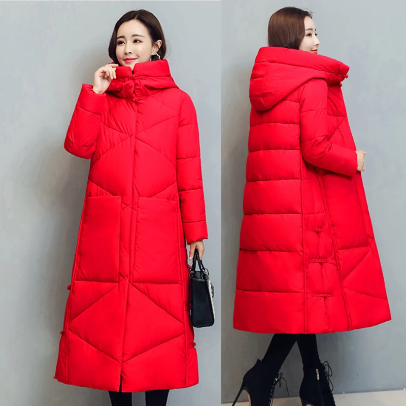 2024 Fashion New Thicken Cotton padded Warm Snow Outerwear Loose Female Windproof Hooded Jacket Parkas Winter Long Coat Women\'s