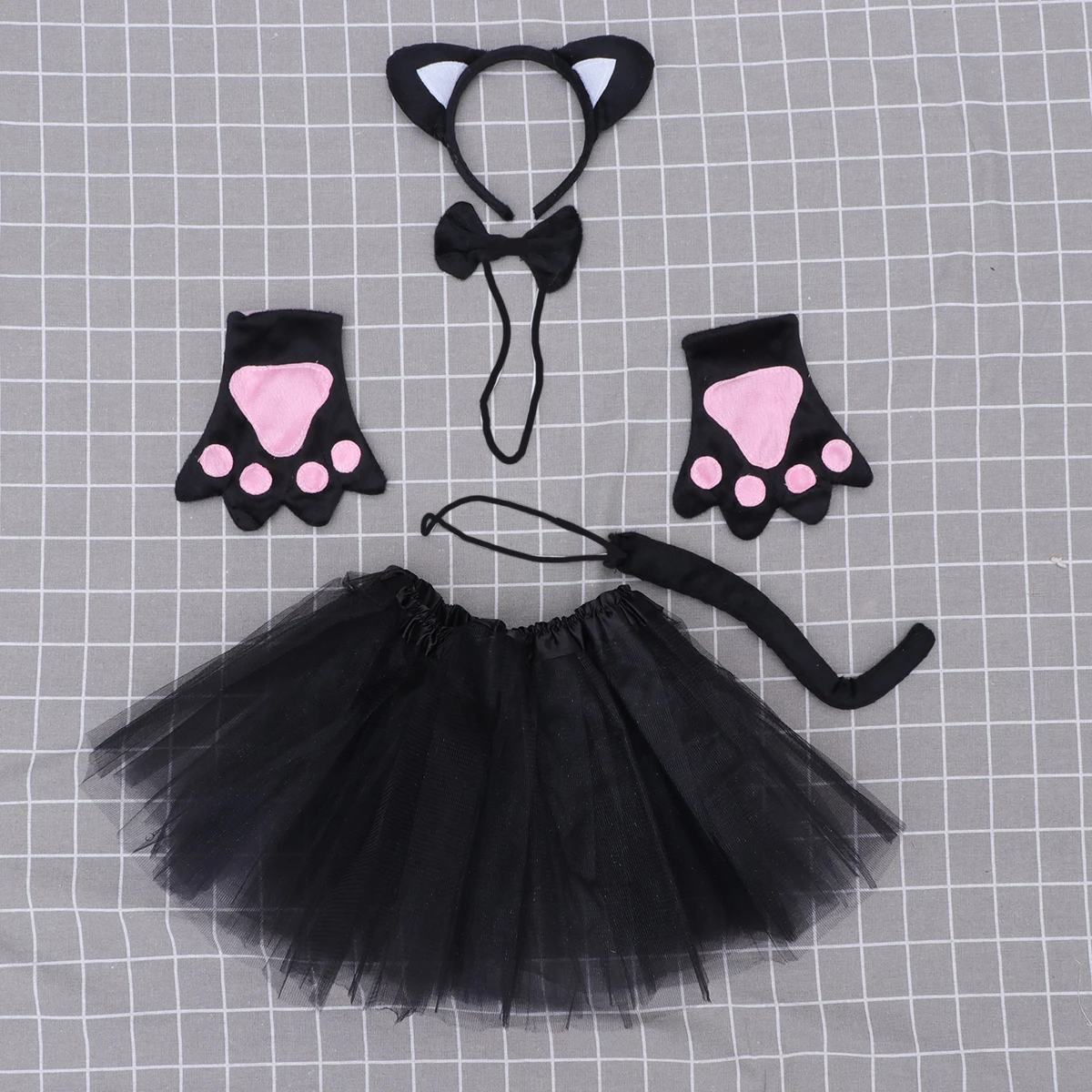 5 Pcs Black Cat Headband Costume Set for Kids Soft Material Unique Design Dancing Party Supplies Birthday Christmas Masquerade