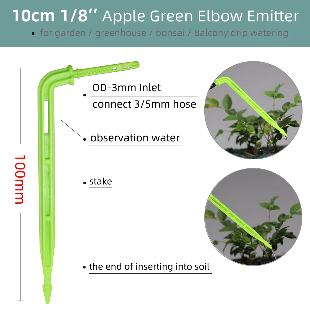 1Kit 100-10m Greenhouse 2L 4L 8L/H Drip Irrigation 4-Way 3/5mm Drip Green Transmitter Automatic Watering System for Pot Garden