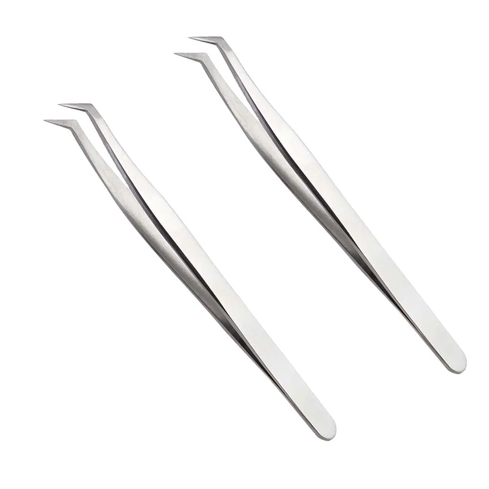 Pince à épiler de haute précision pour extension de cils, outils de maquillage, 2 pièces