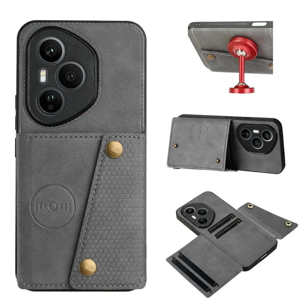 

Кожаный чехол-кошелек HONOR 400 PRO с двойной кнопкой и магнитной подставкой для карт, чехол для Huawei Honor 400, Honor400 300 Ultra 200