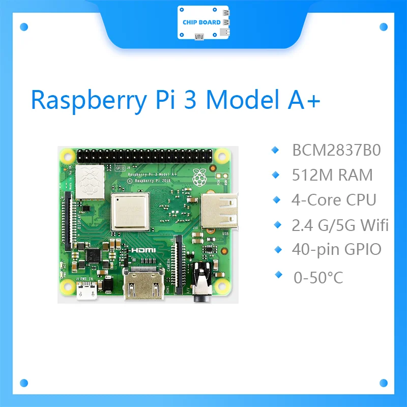 

Новый Raspberry Pi 3 Model A+ Plus 4-ядерный процессор BMC2837B0 512M RAM Pi 3A+ с Wi-Fi и Bluetooth