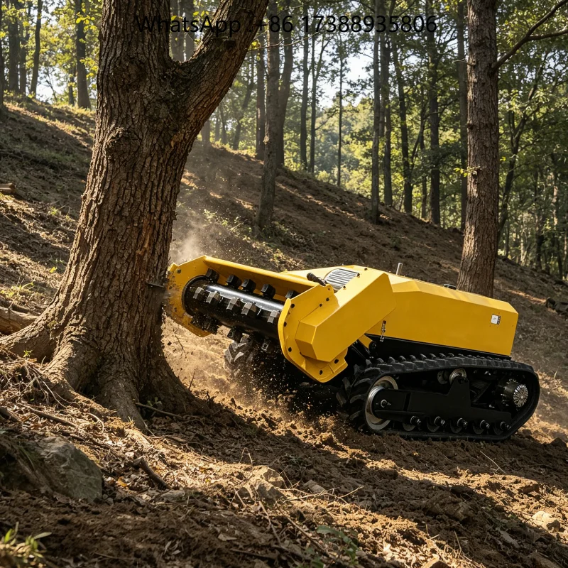 Remote Control Fallow Land Mower Tracked Flail Mulcher Overgrown Field Reclamation
