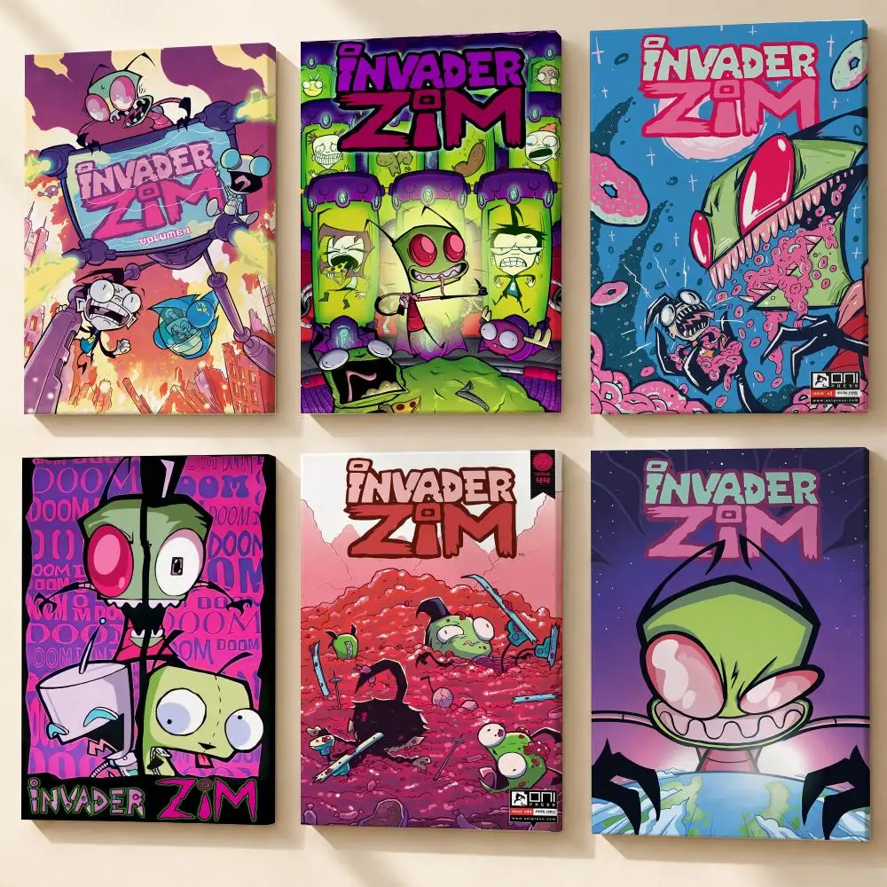 Cartoon I-Invader Zim Framed Wall Painting Canvas Poster Wooden Stretcher Frame Inner Frame Kit for Wall Art Painting