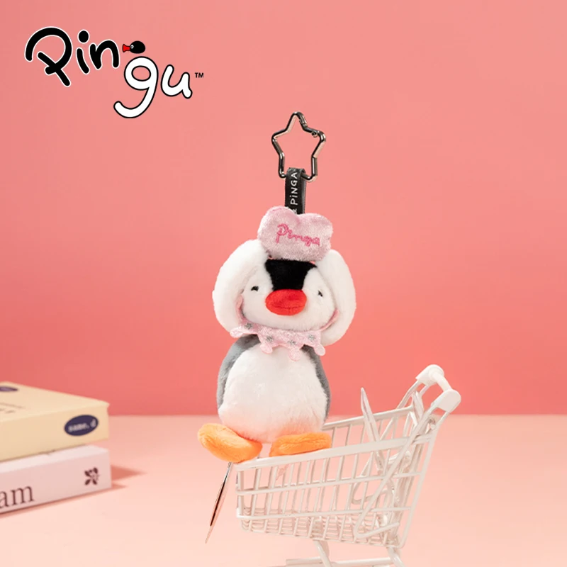 Pingu-Llavero de peluche de la serie bendición de pingüino auténtico, regalo de cumpleaños para niñas, ambiente festivo Kawaii, se puede colgar en bolsas