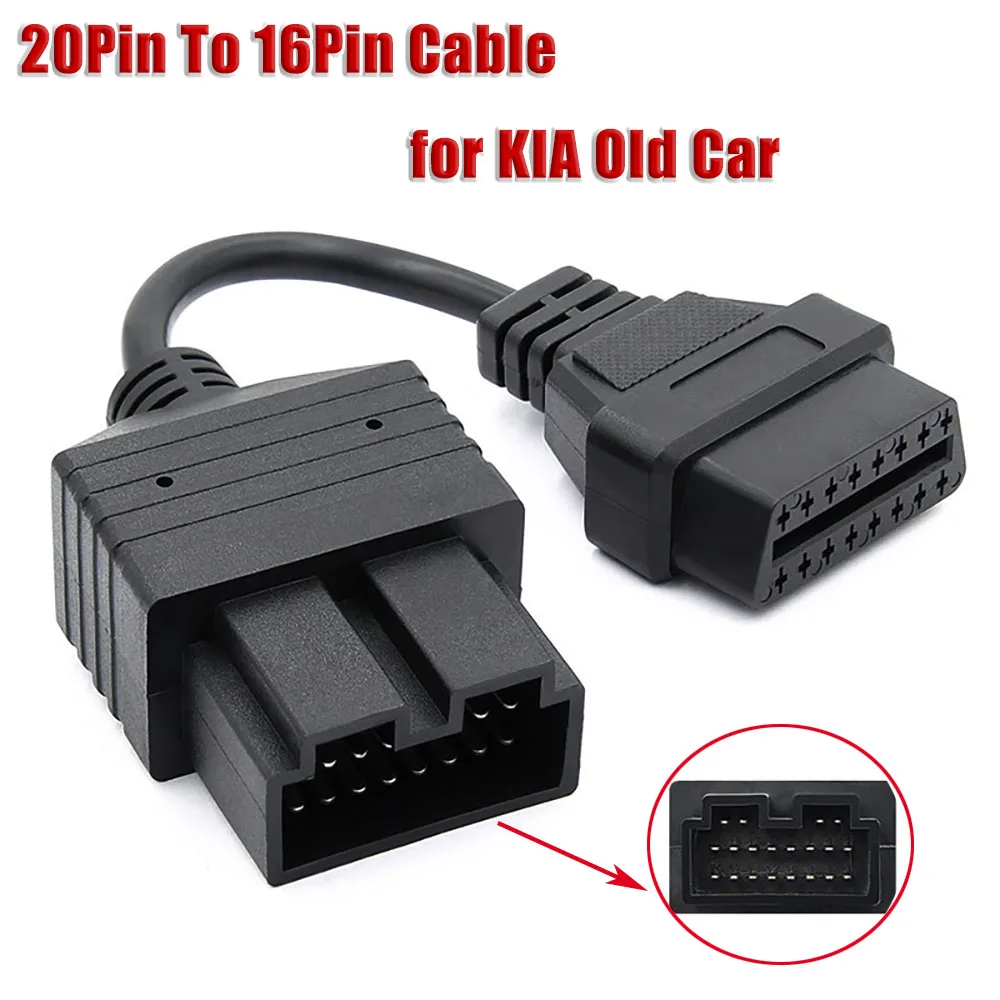 

For KIA 20 PIN to 16 PIN OBD2 Female Cable Scanner Diagnostic Adapter Tool for Kia 20pin Connector Specifically for KIA Old Car