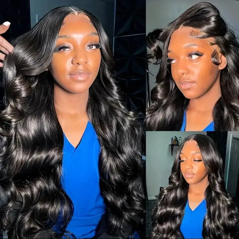 5x5 Glueless Wig 13X6 Lace Wig 150 Density Natural Black 38 Inches Body Wave Pre-Plucked For Women Human Hair Wig