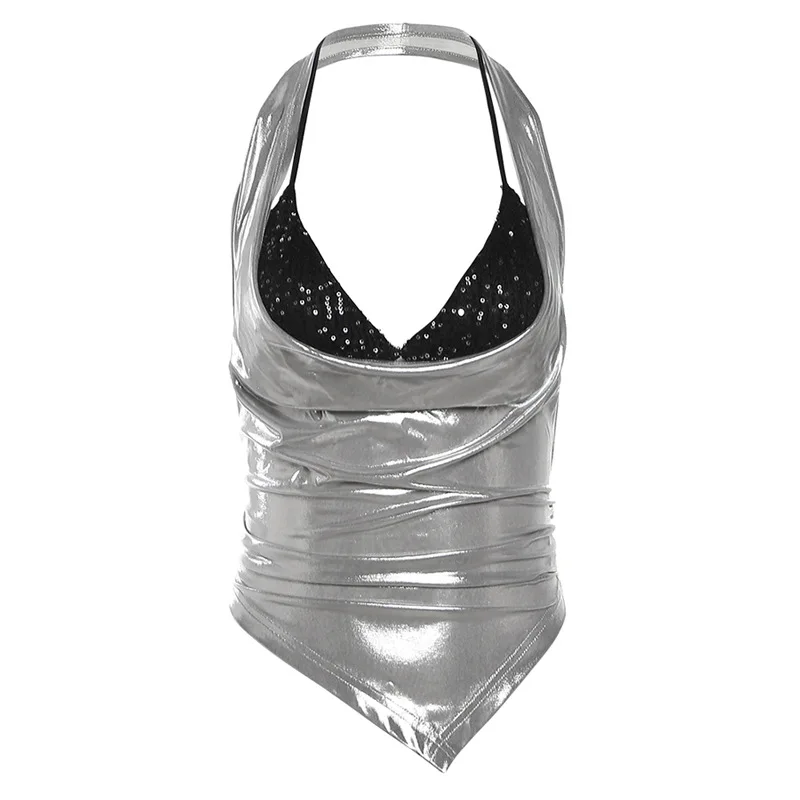 Cross-border European and American Style 2025 Autumn and Winter New Women's Clothing Street Fashion Sexy Neck Halter Vest